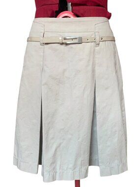 ESPRIT Collection - Classic Beige Belted Pleated Knee-Length Skirt  – Size US 12